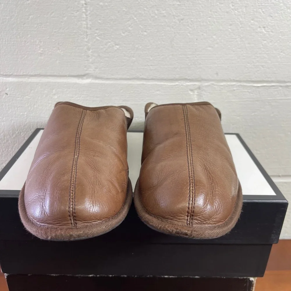 UGG Australia Scuff Romeo II Slippers Brown Leather Shearling Slip On Men's 13